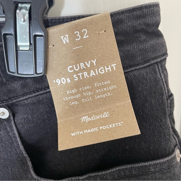 NEW Madewell Black Belmere Wash Comfort Stretch Curvy 90s Straight Jean Size 32 - Picture 8 of 10